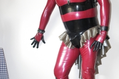 metallic rot Catsuit-schwarz-silber Stufenrock