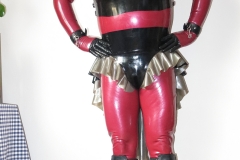 metallic rot Catsuit-schwarz-silber Stufenrock