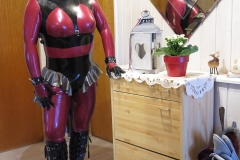 metallic rot Catsuit-schwarz-silber Stufenrock