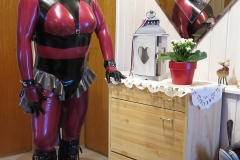 metallic rot Catsuit-schwarz-silber Stufenrock