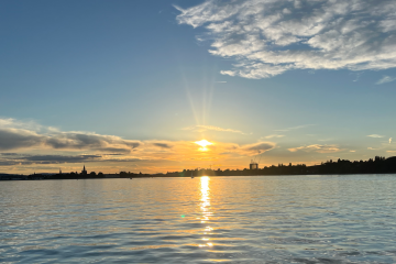 Sonnenuntergang, Blick in Richtung Konstanz