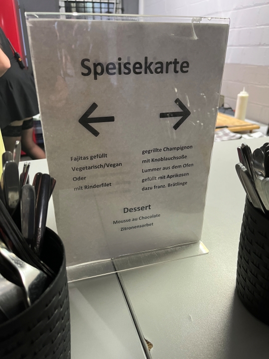 die Speisekarte am Samstag