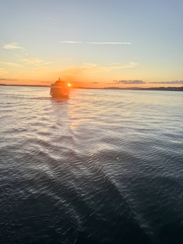 Partyschiff in der Abendsonne