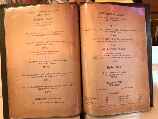 Speisekarte Alte Molkerei Meerane